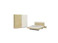 RAUCH BLUE Monza Set: Bettanlage inkl. Nachttische, Schwebetürenschrank 218 cm (Set: Bett Kleiderschrank, Eiche Artisan/Beige, Breite 502 cm / Höhe 210 cm)