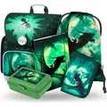 BAAGL SET 5 Ergo Dragon: Aktentasche, Federmäppchen, Tasche, Ordner, Box - Grün