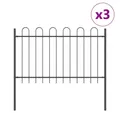 vidaXL Gartenzaun Gartenzaun 3 pcs Grau 5,1 x 1 m Pulverbeschichteter Stahl, (3-St)