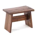 DESIGN DELIGHTS RUSTIKALES SITZBÄNKCHEN SCHEMEL 40" | Mahagoni, massiv, 40x31x25 cm (BxHxT) | Fußhocker, Dekohocker aus Holz | Farbe: 02 Hellbraun