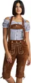 Steigenhöfer Traditionelle Kniebund-Lederhose für Damen mit Trägern Mittelbraun 34