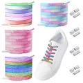 4 paar bunte Schnürsenkel ohne Krawatte, elastische Schnürsenkel mit Metallsc...
