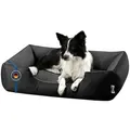 BedDog Tierbett Hundebett LUPI mit Rand, Bezug abnehmbar grau|schwarz 65 cm x 80 cm