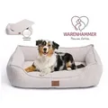 Warenhammer Hundekorb Orthopädisches Premium Hundebett, flauschig weich, abnehmbar/waschbar, Cord, wärmender Cord Bezug / herausnehmbare Innenmatratze beige 100 cm x 70 cm