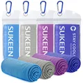 Kühlhandtuch Kühlendes Handtuch Kühltuch für Sofortige Kühlung mit 4 Wasserdichten Beuteln Mikrofaser Sporthandtuch für Fitness Camping Wandern Yoga Golf Reisen (4 stück, Blau,grau,lila,königsblau)