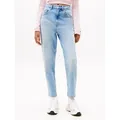 Tommy Jeans Mom-Jeans MOM JEAN UH TPR mit Logo-Stickereien, in knöchelfreier Länge blau 31