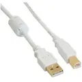 INLINE USB 2,0 Kabel, A an B, weiß / gold, mit Ferritkern, 2m