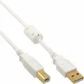 InLine® USB 2.0 Kabel A zu B mit Ferritkern weiß / gold 2m
