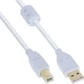 InLine® USB 2.0 Kabel, A an B, weiß / gold, mit Ferritkern, 2 m