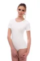 Evoni Damen Body kurzarm l Stringbody aus Baumwolle mit Rundhals l Kurzarmbody für Frauen l Tanga Bodysuit l String Body S weiß