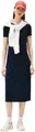 Tommy Jeans Damen Bodycon Kleid Midi Gerippt, Blau (Dark Night Navy), S