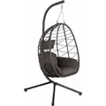 Hinhocker - Hängesessel Mit Gestell, Braun, Hängeschaukel Für Indoor Und Outdoor, Schaukelstuhl