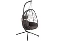 HinHocker Hängesessel Hängesessel mit Gestell, Braun, Hängeschaukel für Indoor und Outdoor (Hängesessel bestehend aus Korb und Gestell, Sitzpolster, Kissen), faltbar