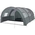 Tectake Tunnelzelt Roskilde Für 6 Personen Mit Vorzelt und Bodenplane  Uv Schutz 50   480 x 350 x 195 cm Hellgrau Dunkelgrau