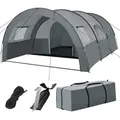 tectake® Tunnelzelt Roskilde für 6 Personen 350 x 480 x 195 cm - Hellgrau