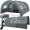 tectake Tunnelzelt Campingzelt Roskilde für 6 Personen, Personen: 6, für 6 Personen grau