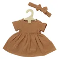 Heless Puppenkleid aus 100 % Bio Baumwolle mit Rüschen und Haarband, karamell, 2 teilig, Gr. 28 35 cm (1425)