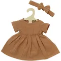 Puppenkleid aus 100 % Bio-Baumwolle mit Rüschen und Haarband, karamell, 2-teilig