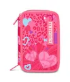 Mitama Federmäppchen, Federtasche für Schreibwaren, Etui komplett mit Bleistiften, Filzstiften, Schulmaterial, mit 3 Fächern, Mädchen, Schule - Grundschule, XXL rosa