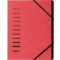 Ordnungsmappe Din A4 240g/m2 Pressspankarton Farbe: Rot Farbe Des Fächerblocks: Schwarz 7 Fächer