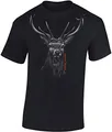 Baddery Jäger T-Shirt Herren - „Hunting Passion“ - Jagd Shirt für Männer mit Hirsch-Motiv (Schwarz L)