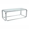 Oviala Rechteckiger Couchtisch, Länge 110 cm, aus Metall und Hartglas, transparent