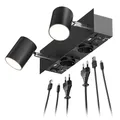 ledscom.de Wandleuchte WAIKA, 2-flammig, Schalter, schwarz, 2 Steckdosen, USB-C, USB-A, 2x GU10 max. 15W