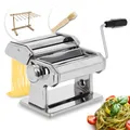 ADE Hochwertige manuelle Nudelmaschine | 7 Teigstärken für Lasagne Spaghetti Fettucine | mit Extras: Nudeltrockner und Reinigungspinsel | Pastamaker Pastamaschine Nudelteigmaschine
