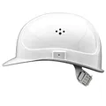 GUARD 5 - BAU-Schutzhelm - DIN EN 397 - Einstellbarer Arbeitshelm - Bauarbeiterhelm Schutzhelm Bauhelm - mit 6-Punkt Gurtband mit Leder Schweißband an der Stirn (Weiß)