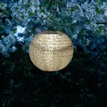 LED Solar Lampion Blumenmuster beige D: 25cm Party Balkon Terrasse Gartenlampion