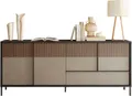 Sideboard HOME AFFAIRE "Everest Breite 206 cm, Kommode mit 4 Türen u. 1 Schubkasten", grau (lava, lehmfarben, absetzung mercure (druck)), B:206cm H:86cm T:40cm, Sideboards, Sideboard, Anrichte, Soft/Self Closing, Korpus 22 mm