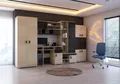 Wohnwand Anbauwand Schrankwand 350 cm mit Schreibtisch Farbe: ESCHE+CANTERBURY EICHE NELLY
