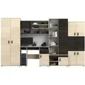 imoebel24 Wohnwand, Schwarz, Hellbraun, Holz, 350x202x52 cm, Wohnzimmer, Wohnwände, Wohnwand-Sets
