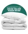 KNERST Kinderbettdecke + Microfaserkissen für Kinder Bettdecken Set für kuschelig, weiche Träume, Füllung: 100% Polyester, Hautfreundlich, für Allergiker geeignet, waschbar bis 60 grad