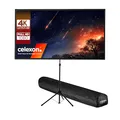 celexon Ultralightweight Stativ-Leinwand 90" | 199x112 cm 16:9 | leichte & kleine tragbare 4K, Full-HD-Projektionslösung für Mobile Heimkino- & Outdoor-Beamer | Standfuß + Transporttasche