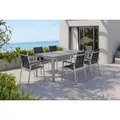 KETTLER BasicPlus Premium Garten-Essgruppe, silber, Alu, Tisch 160x90 cm, 6 Stapelsessel