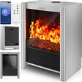 TRESKO® Elektrokamin mit Heizung & Fernbedienung 2000W, WiFi App | Kamin elektrisch LED-Flammeneffekt & LCD-Display | Kaminfeuer mit Thermostat, Timer | Elektro Kaminofen Standkamin Heizlüfter