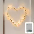 CozyHome 20 LED Herz Lichterkranz - Warmweiß Fensterbeleuchtung ganzjährig I Batterie | Fensterlicht Herz Deko Fenster Herzen Fensterdeko leuchtend | Perlenhochzeit Lichterkette Türkranz Hochzeit