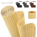 Sekey PVC Sichtschutzmatte 80x500cm Doppelte Verstärkung Innen, Balkon Sichtschutz mit Kabelbindern, Sichtschutzzaun Windschutz Wasserdicht ohne Bohren für Balkon Garten, Bambus
