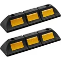 Wiltec - Radstopper 47,5 X 12 X 8 Cm, 2x Einparkhilfe Aus Gummi, Parkplatzbegrenzung Mit Gelben Reflexionsstreifen & Schraubrillen, Parkplatzsperre Für Garage