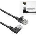 ACT Black 5 meters U/UTP CAT6A LSZH Slimline patch cable with RJ45 connectors 90? angled right to straight (DC2905)