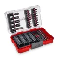 Einhell - Original M-case 35-tlg. Impact-bit- Und Stecknuss-set (25-mm-bits, 50-mm-bits, Sechskantstecknüsse, Langnüsse, Stecknussadapter, 60-mm-bithalter Inkl. Aufbewahrungsbox)