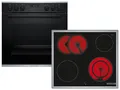 Bosch HND671FH61 Set Einbauherd HET278BB0 Schwarz + Glaskeramikkochfeld NKN64RGA2E herdgebunden