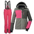Killtec Damen Skianzug Größe 42 - aus Skijacke grau pink und Skihose pink - mit 10000mm Wassersäule - wasserdicht, atmungsaktiv
