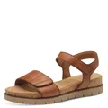 Tamaris Comfort Damen Sandalen flach aus Leder mit Klettverschluss, Braun (Cognac Nappa), 37 EU