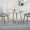 Glastisch ’Humppila’ 87 x 75 cm Chromfarben - Weiß