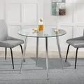 Glastisch Humppila 87x75 cm Chromfarben [en.casa]