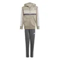 adidas Unisex Kinder SEASONAL ESSENTIALS TIBERIO 3 STRIPES FLEECE TRACKSUIT, silver pebble/grey six/metal grey/white, 15-16 Years