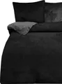 Winter Bettwäsche 200x200 cm Teddy Plüsch Nicki Uni schwarz Fleece Doppelbett