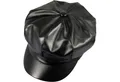 LuxusKollektion Baskenmütze Damen PU Leder Barett Hut 8 Panels Newsboy Schirmmütze Schwarz